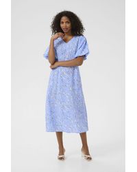 Kaffe - Kahannah Midi Dress Half Sleeves V-Neck - Lyst