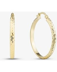 T.H.Baker - 9Ct Medium Hammered Pattern Hoop Earrings E-Hthc-325-9Y - Lyst