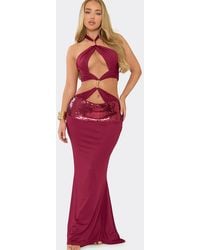 EGO - Strappy Halter Neck Cut Out Contrast Maxi Dress - Lyst