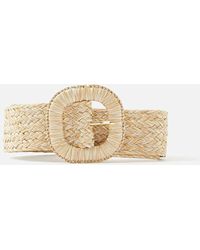 Accessorize - Natural Weave Square Buckle Belt - Lyst