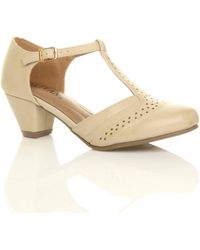 AJVANI - Mid Heel Comfort T-Bar Brogue Heels - Lyst