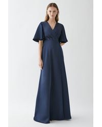 Coast - Angel Sleeve Satin Button Detail Bridesmaids Maxi Dress - Lyst
