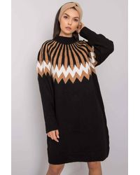 Love Lace - Geometric Knit Turtleneck Long Sleeve Dress Style 189296 - Lyst