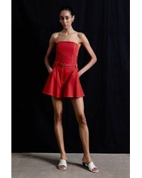 RUE - High-Waist Wide-Leg Mini Shorts With Belt Detail - Lyst