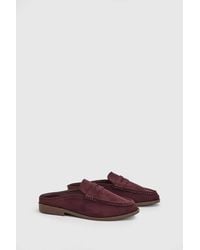 Oasis - Raeghan Faux Suede Loafer Style Footbed Flat Mules - Lyst