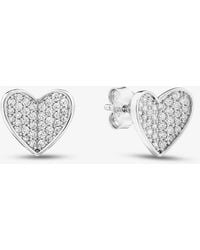 T.H.Baker - Sterling Cubic Zirconia Heart Stud Earrings Me-1077 - Lyst