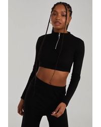 Pink Vanilla - Chunky Brushed Rib Zip Up Top - Lyst