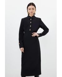 Karen Millen - Petite Essential Techno Maxi Woven Shirt Dress - Lyst