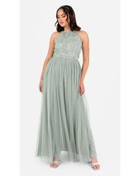 Maya Deluxe - Floral Embellished Halter Neck Maxi Dress - Lyst