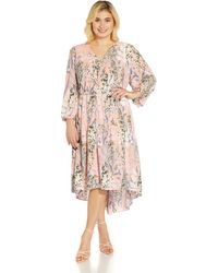 Adrianna Papell - Plus Floral Printed Buttoned Dress - Lyst