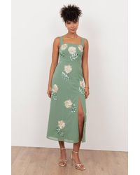 Maya Deluxe - Floral Embellished Square Neck Midaxi Dress - Lyst