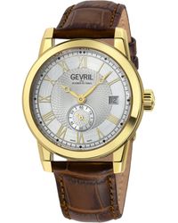Gevril - Madison White Dial Ipyg Leather Swiss Automatic Eta 2895 Watch - Lyst
