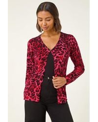 Roman - Hotfix Animal Print Knit Cardigan - Lyst