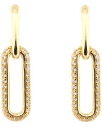 Jewelco London - 14K-Plated Round Cz Oval Paperclip Drop Earrings - Lyst