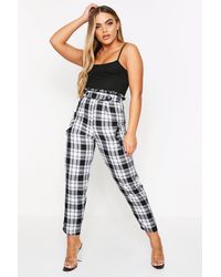 MissPap - High Waisted Button Detail Checked Trousers - Lyst