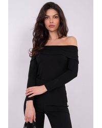 Love Lace - Fitted Off-Shoulder Viscose Long Sleeve Blouse - Lyst
