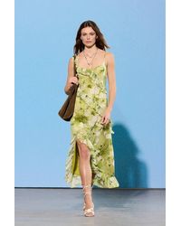 WOVCOR - Floral Ruffle Hem Strappy Midi Dress W/ Split - Lyst