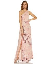 Adrianna Papell - Printed Chiffon Drape Gown - Lyst