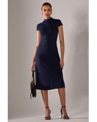 Jolie Moi - Ponte Cap Sleeve Midi Dress - Lyst