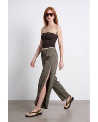 Dilvin - Tencel Wide-Leg Crepe Trousers With Slit - Lyst