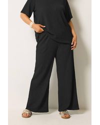 Yours - Bubble Texture Wide Leg Trousers - Lyst