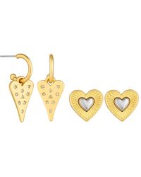 Mood - Gold Coloured Crystal Meaningful Charm Huggie Hoop Earrings - Pack Of 2 - Lyst