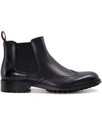 Dune - 'check' Leather Chelsea Boots - Lyst