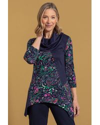 Anna Rose - Embellished Paisley Print Cowl Neck Top - Lyst