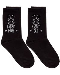 60 SECOND MAKEOVER - Couples Rabbit Mum Dad Black Calf Sock Set - Lyst