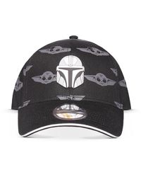 Star Wars - The Mandalorian Helmet Patch With Grogu All-over Print Adjustable Baseball Cap, Black/grey (ba750483stw) - Lyst