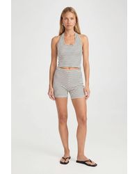 Roselle - Striped Ribbed Halterneck Crop Top & Shorts Co-Ord Set - Lyst