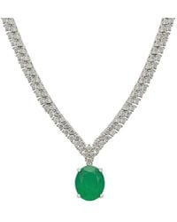 LÁTELITA London - Garbo Oval Gemstone Tennis Necklace Emerald Silver - Lyst