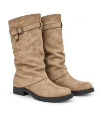 LARANGE - Embossed Slouchy Mid-Calf Boots With Buckle Strap - Lyst