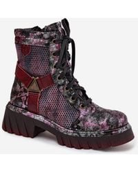 Love Lace - Office Platform Lace-Up Worker Boots With Zip - Lyst
