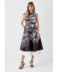 Coast - Bardot Twill Midi Dress With Contrast Hem - Lyst
