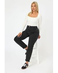 Yours - Wash Denim Boyfriend Jeans - Lyst