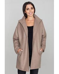 Love Lace - Viscose Relaxed Collared Coat With Pockets - Lyst