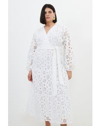 Karen Millen - Plus Size Cotton Broderie Woven Maxi Dress - Lyst