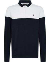 Burton - Navy Cut And Sew Embroidered Zip Polo Shirt - Lyst