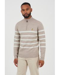 Brave Soul - Quarter Zip Stripe Knitted Jumper - Lyst