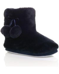 AJVANI - Faux Fur Lined Slip On Memory Foam Mules Slippers - Lyst