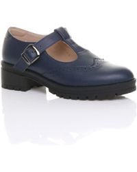 AJVANI - Mid Heel Chunky Brogues Buckled T-Bar Mary Janes - Lyst
