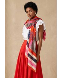 SARTA - Block Stripe Lightweight Cotton Scarf - Lyst
