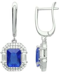 Jewelco London - Radiant Cz Octagon 3 Tier Cluster Drop Earrings - Lyst