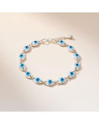 The Colourful Aura - Minimalist Adjustable Evil Eye Charm Beaded Protection Dainty Bracelet - Lyst