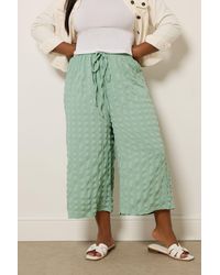 Yours - Textured Tie Waist Culottes - Lyst