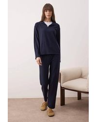WOVCOR - Zip Neck Long Sleeve Waffle Knit Wide Leg Winter Pyjama Set - Lyst