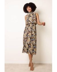 Blue Vanilla - Elasticated Waist Sleeveless Turtleneck Midi Dress - Lyst