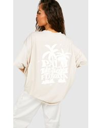 Boohoo - Palm Beach Back Print Oversized T-shirt - Lyst