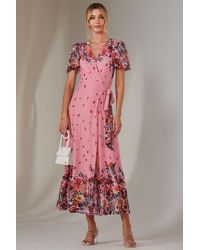 Jolie Moi - Mirror Print Mesh Wrap Maxi Dress - Lyst